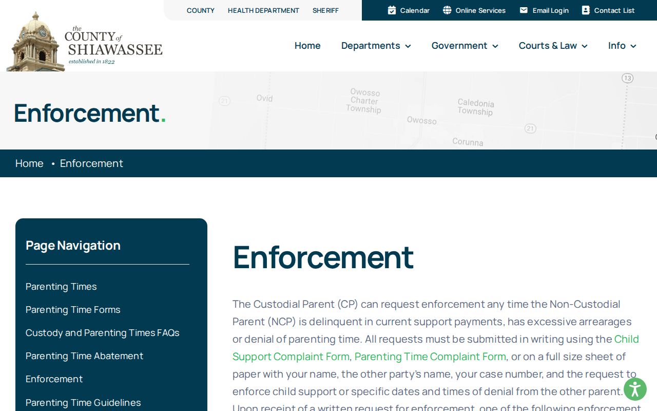 Shiawassee County bench warrant search: Friend of the Court enforcement process