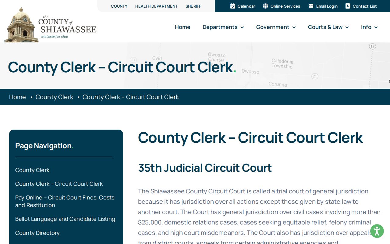 Shiawassee County arrest warrant search: circuit clerk public records counter