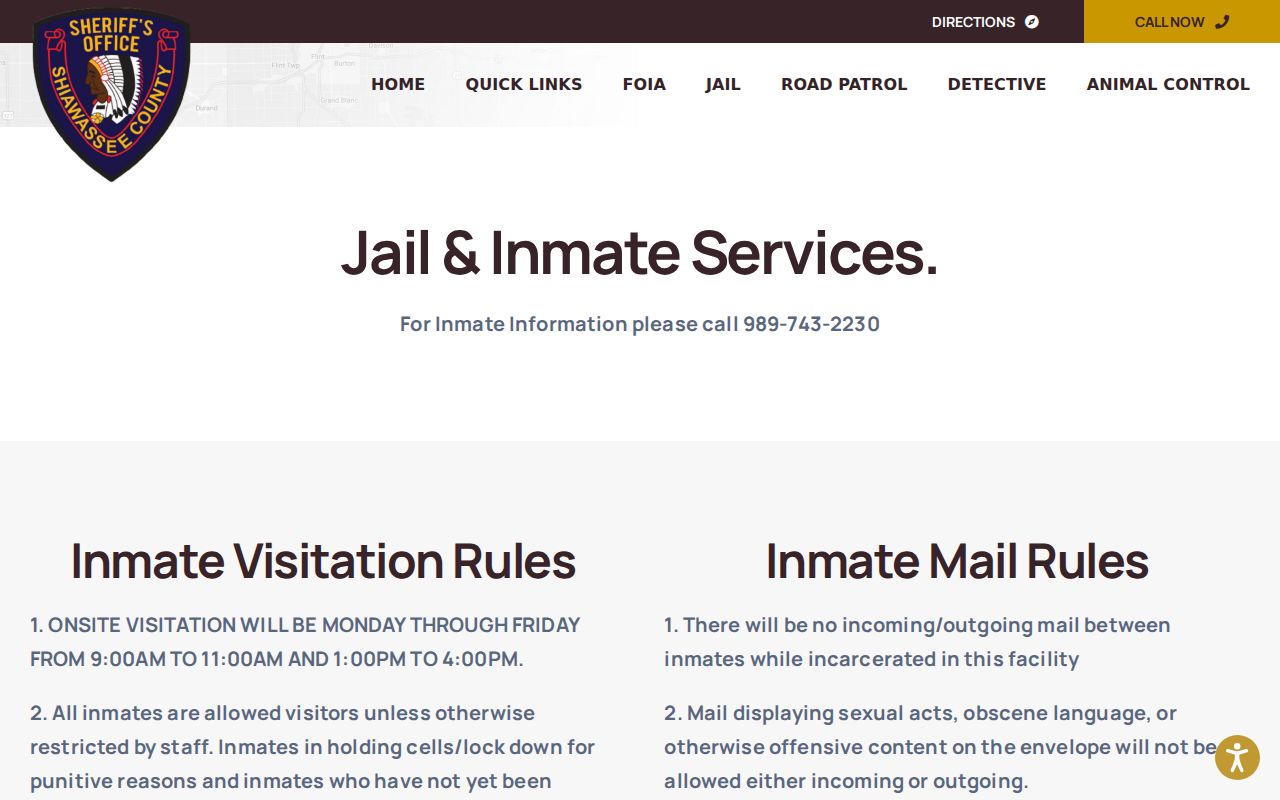Shiawassee County arrest warrant search: jail services and lobby bond information