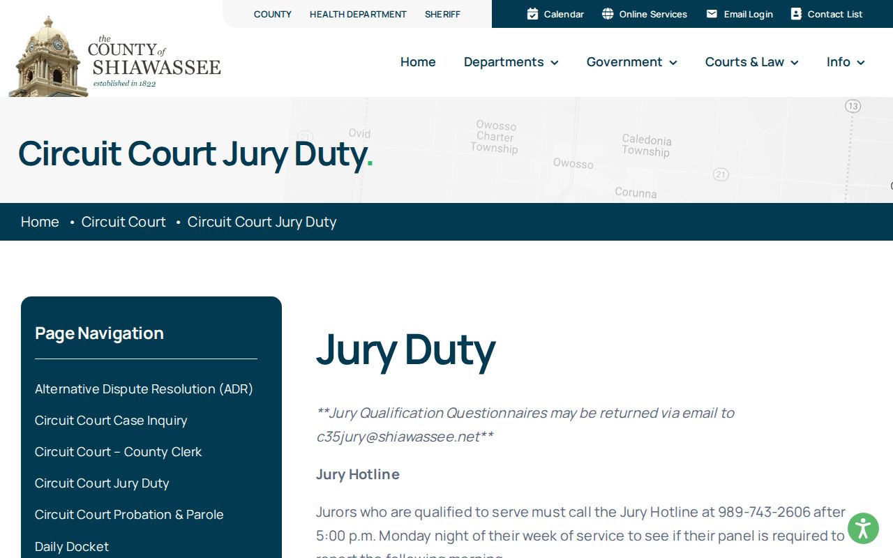Shiawassee County arrest warrant search: jury show-cause and bench warrant process