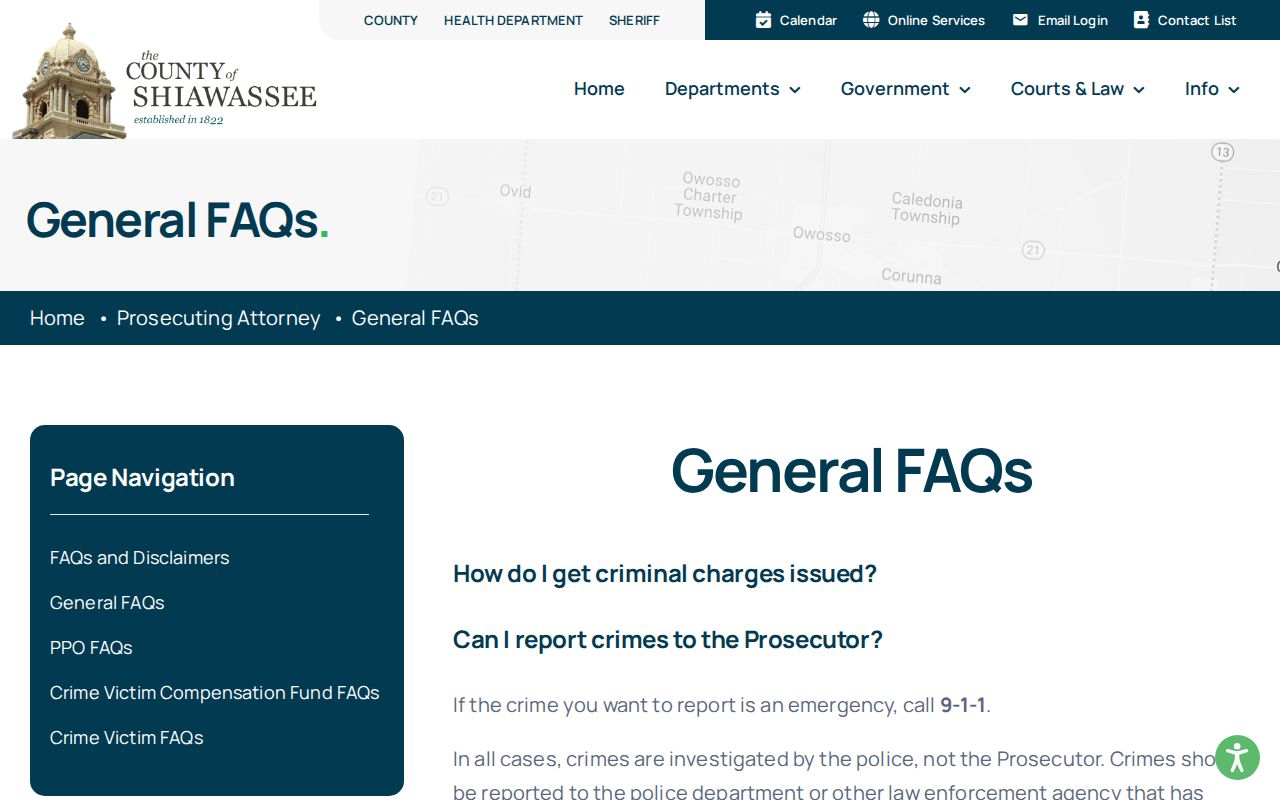 Shiawassee County warrant records: Prosecuting Attorney FAQ on arrest warrant status