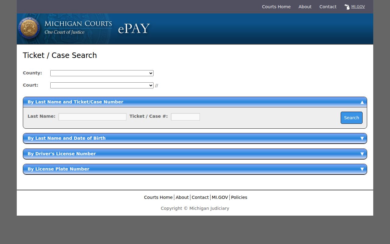 Shiawassee County warrant records: Michigan ticket search county and court selectors